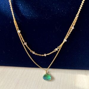 Swarovski Gold-tone Plated Zirconia Green Center-stone Necklace